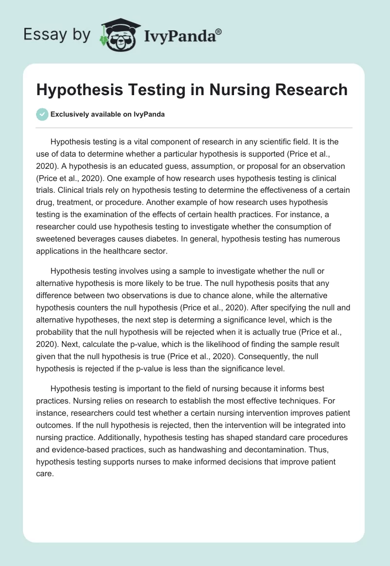 Hypothesis Testing in Nursing Research. Page 1