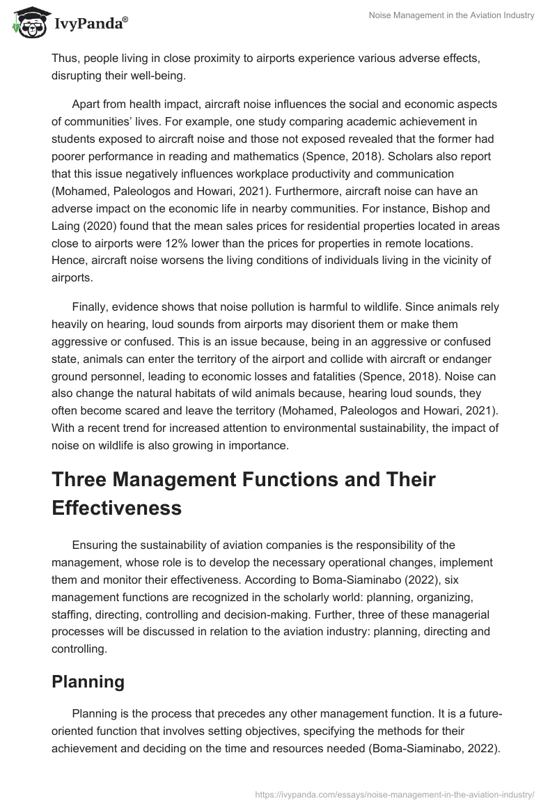 Noise Management in the Aviation Industry. Page 2