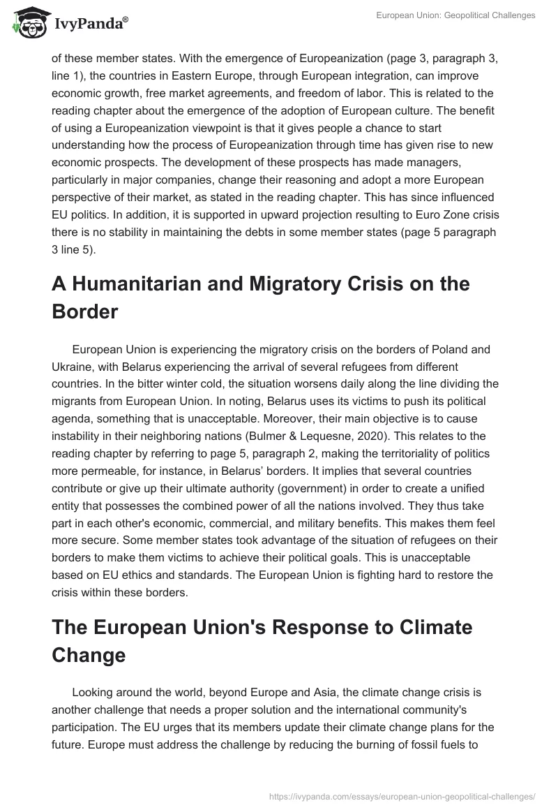 European Union: Geopolitical Challenges. Page 2