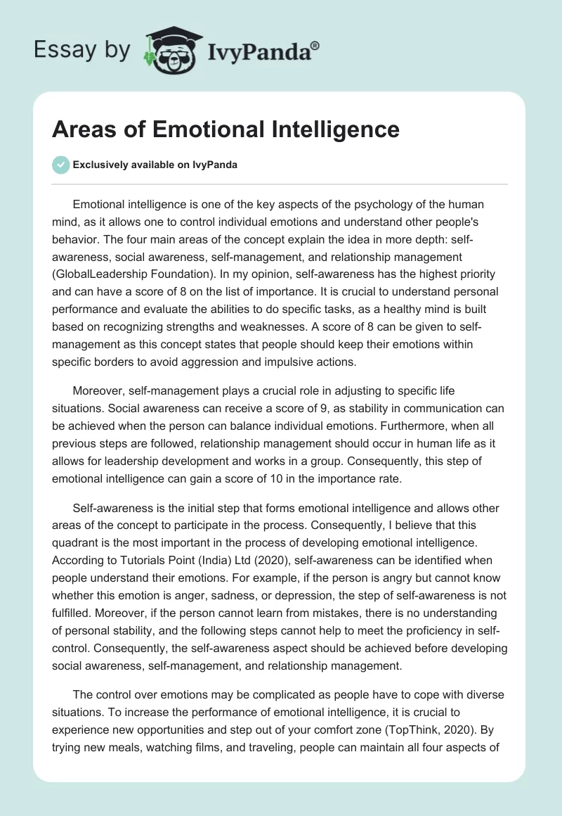 Areas of Emotional Intelligence. Page 1
