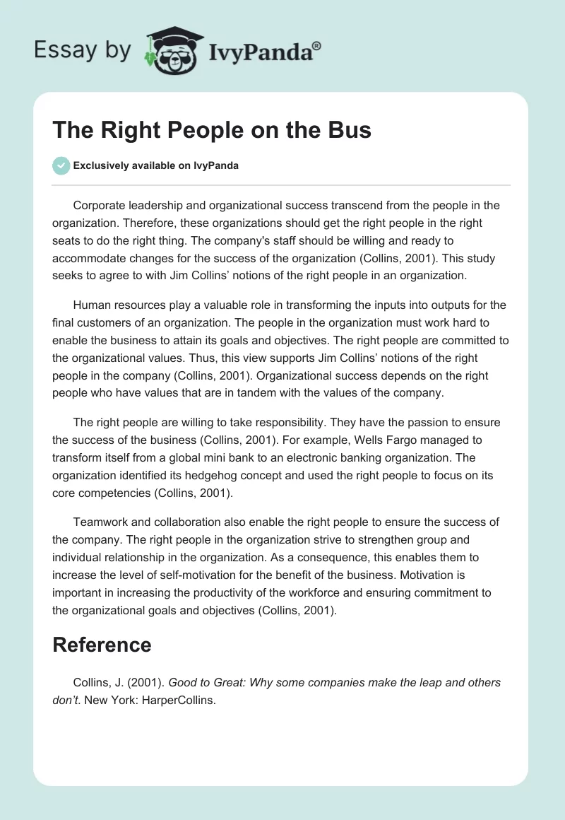 The Right People on the Bus. Page 1