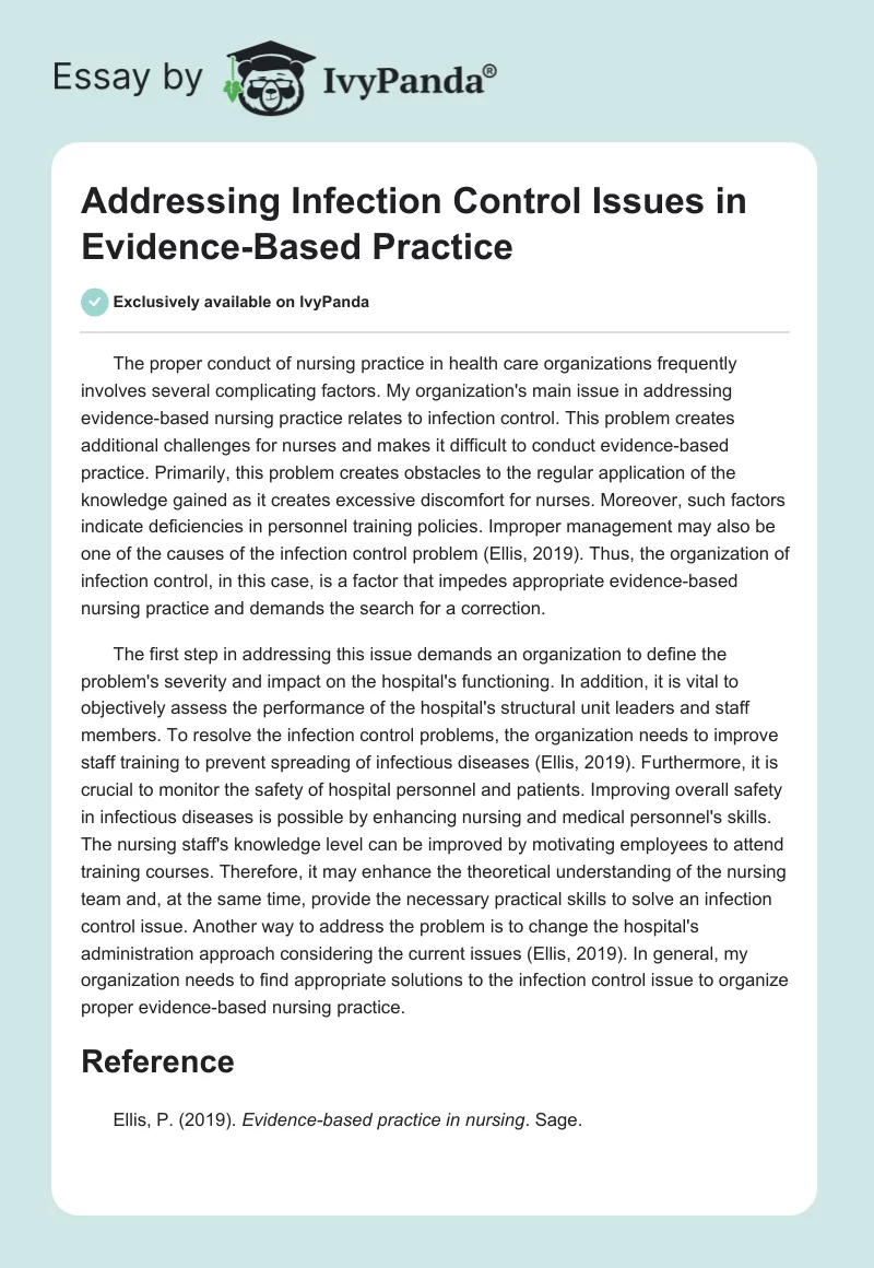 Addressing Infection Control Issues in Evidence-Based Practice. Page 1