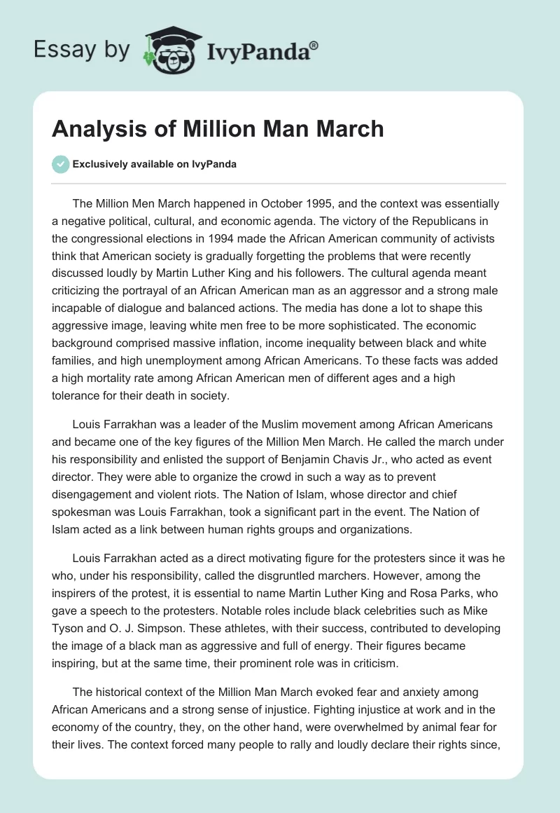 Analysis of Million Man March. Page 1