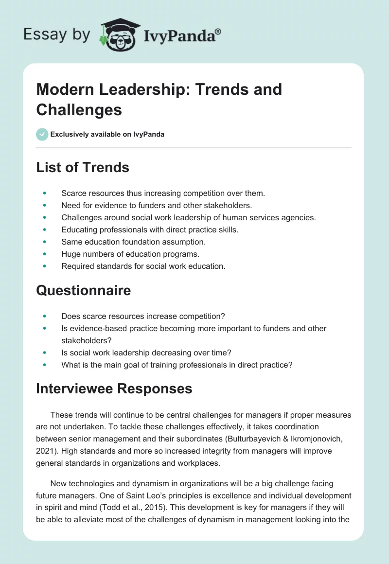 Modern Leadership: Trends and Challenges. Page 1