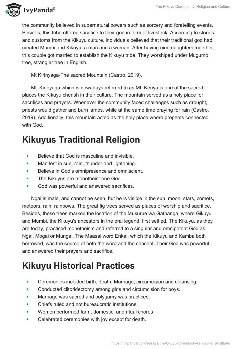 The Kikuyu Community: Religion and Culture. Page 2