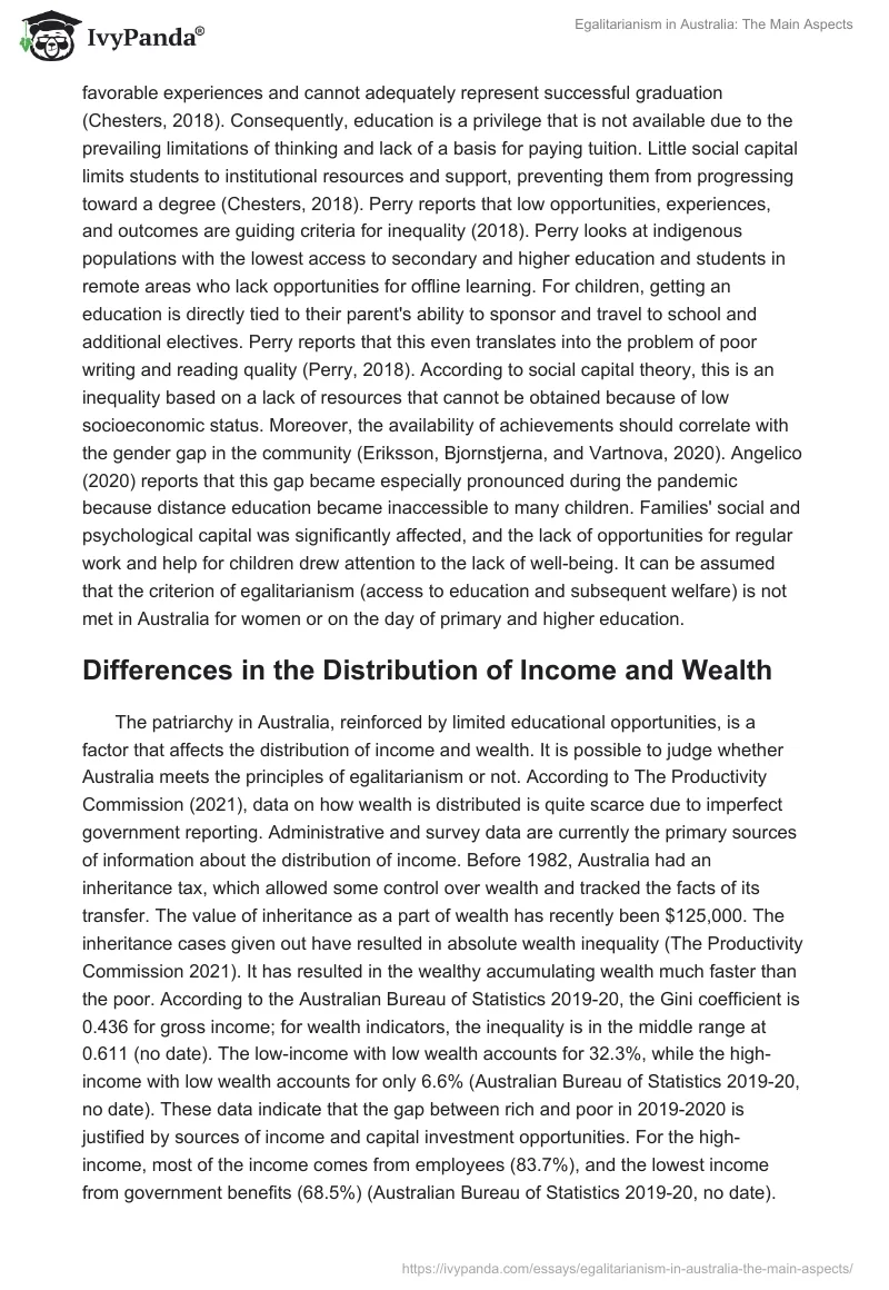 Egalitarianism in Australia: The Main Aspects. Page 3