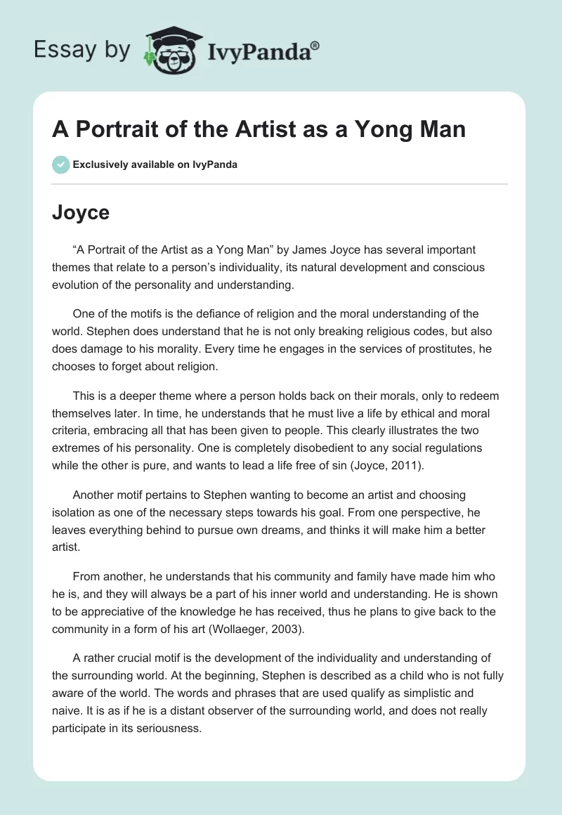 A Portrait of the Artist as a Yong Man. Page 1