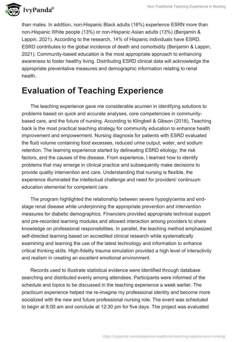 Non-Traditional Teaching Experience in Nursing. Page 3