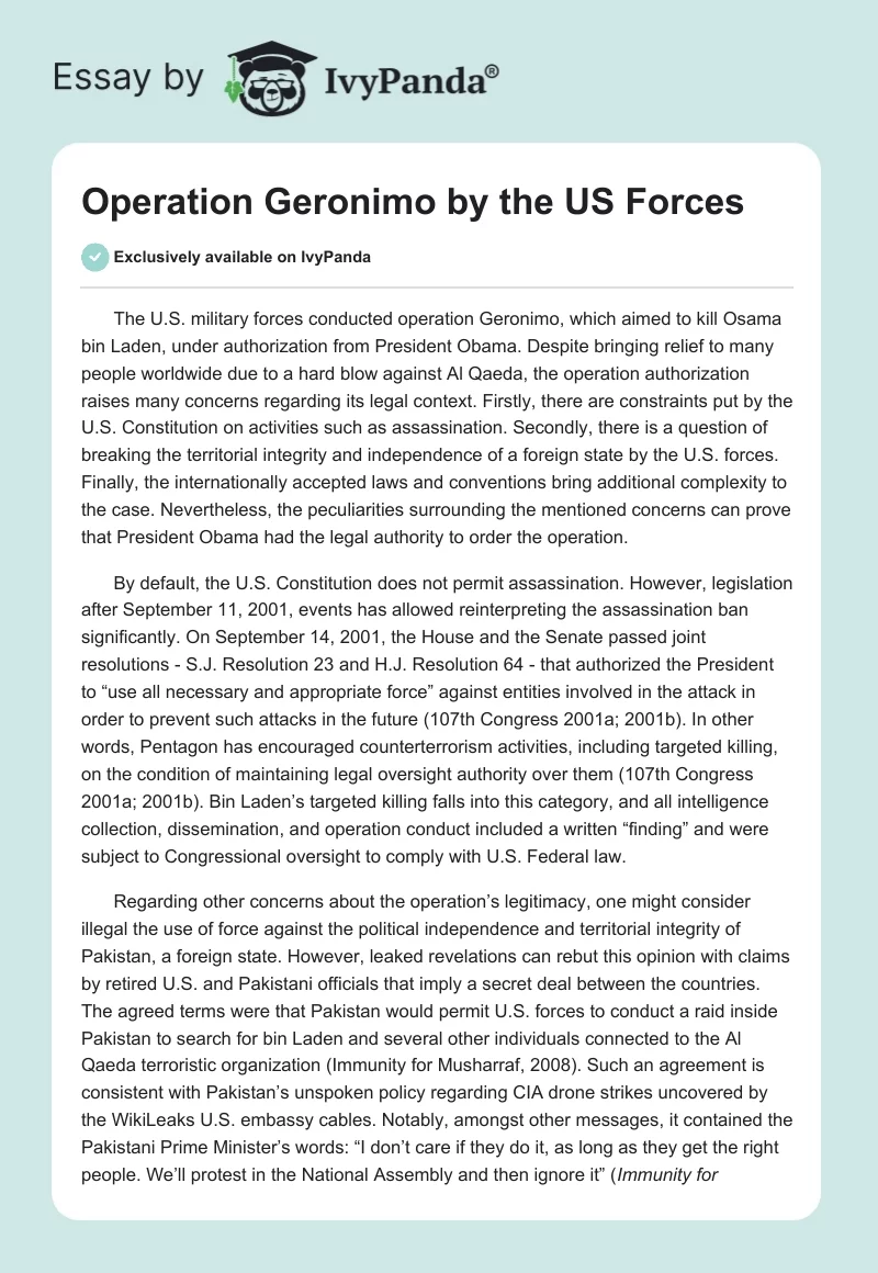 Operation Geronimo by the US Forces. Page 1