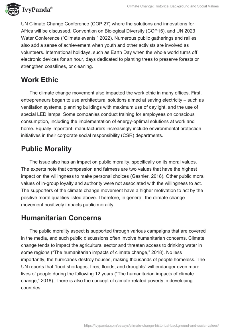 Climate Change: Historical Background and Social Values. Page 3