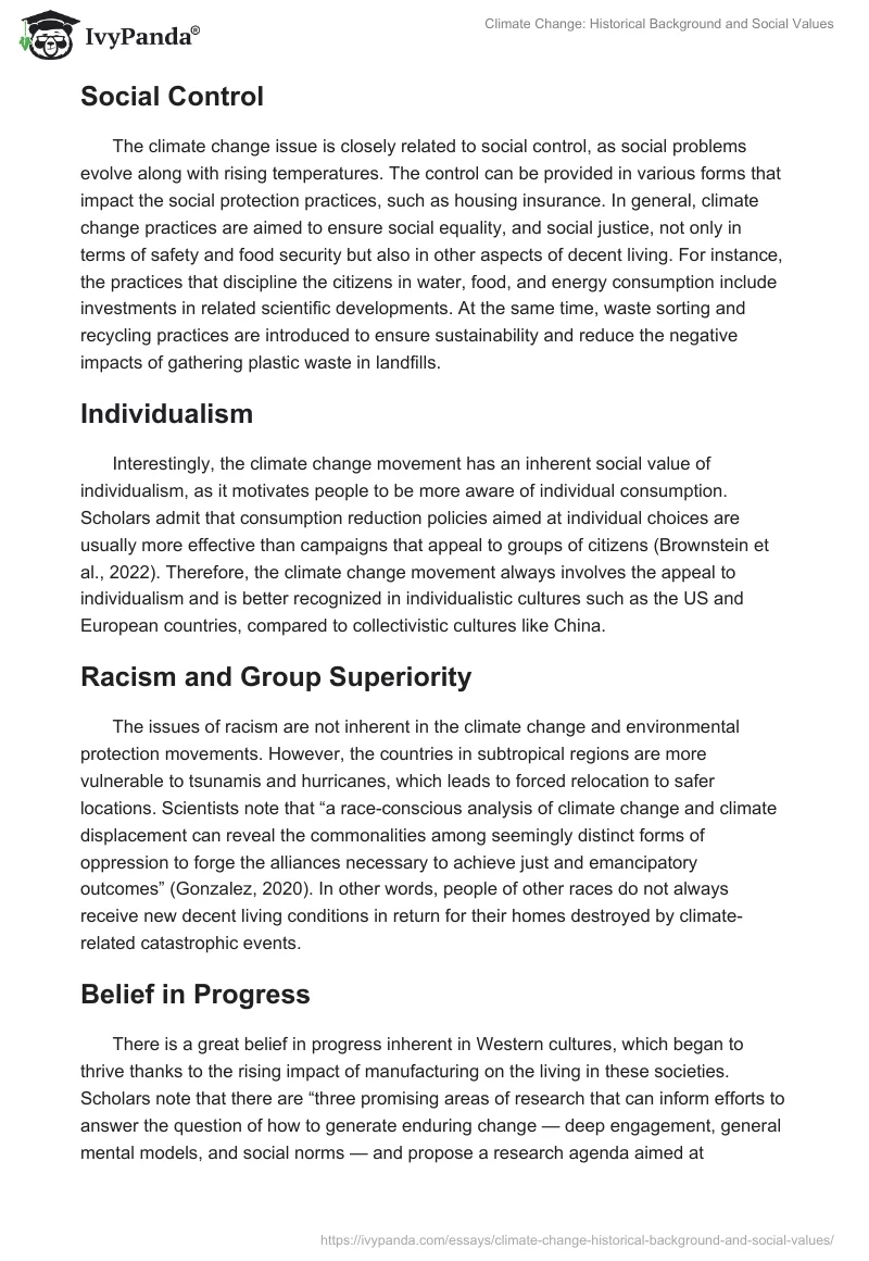 Climate Change: Historical Background and Social Values. Page 4