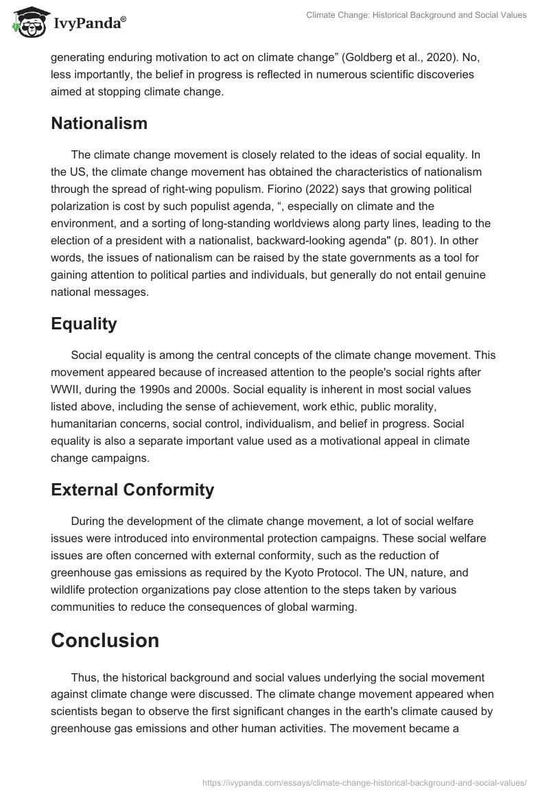 Climate Change: Historical Background and Social Values. Page 5