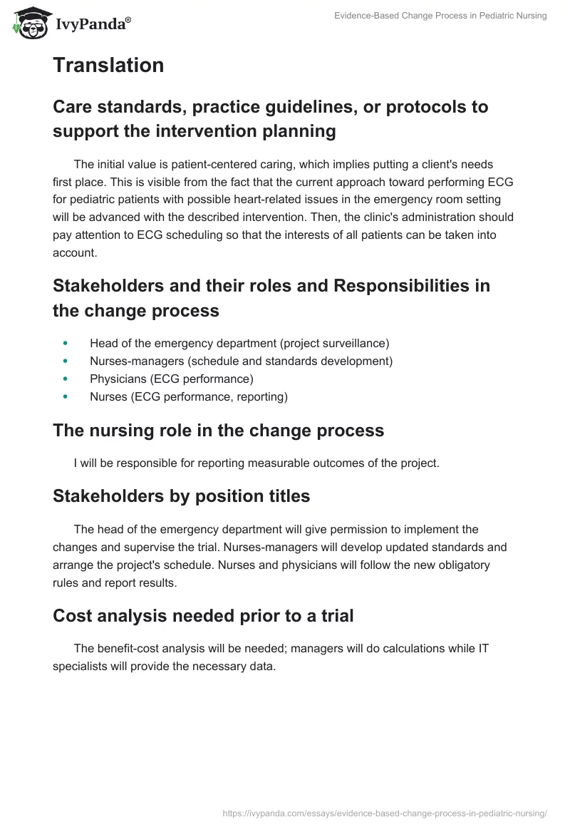 Evidence-Based Change Process in Pediatric Nursing. Page 3