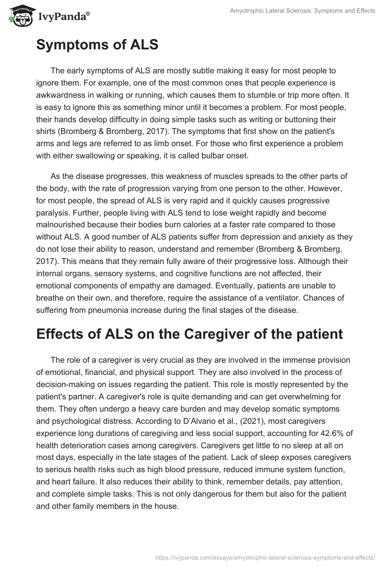 Amyotrophic Lateral Sclerosis: Symptoms and Effects. Page 2