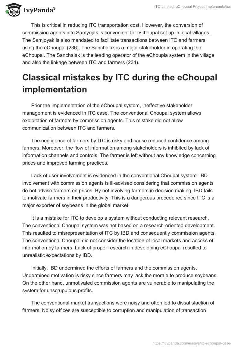 ITC Limited: eChoupal Project Implementation. Page 2