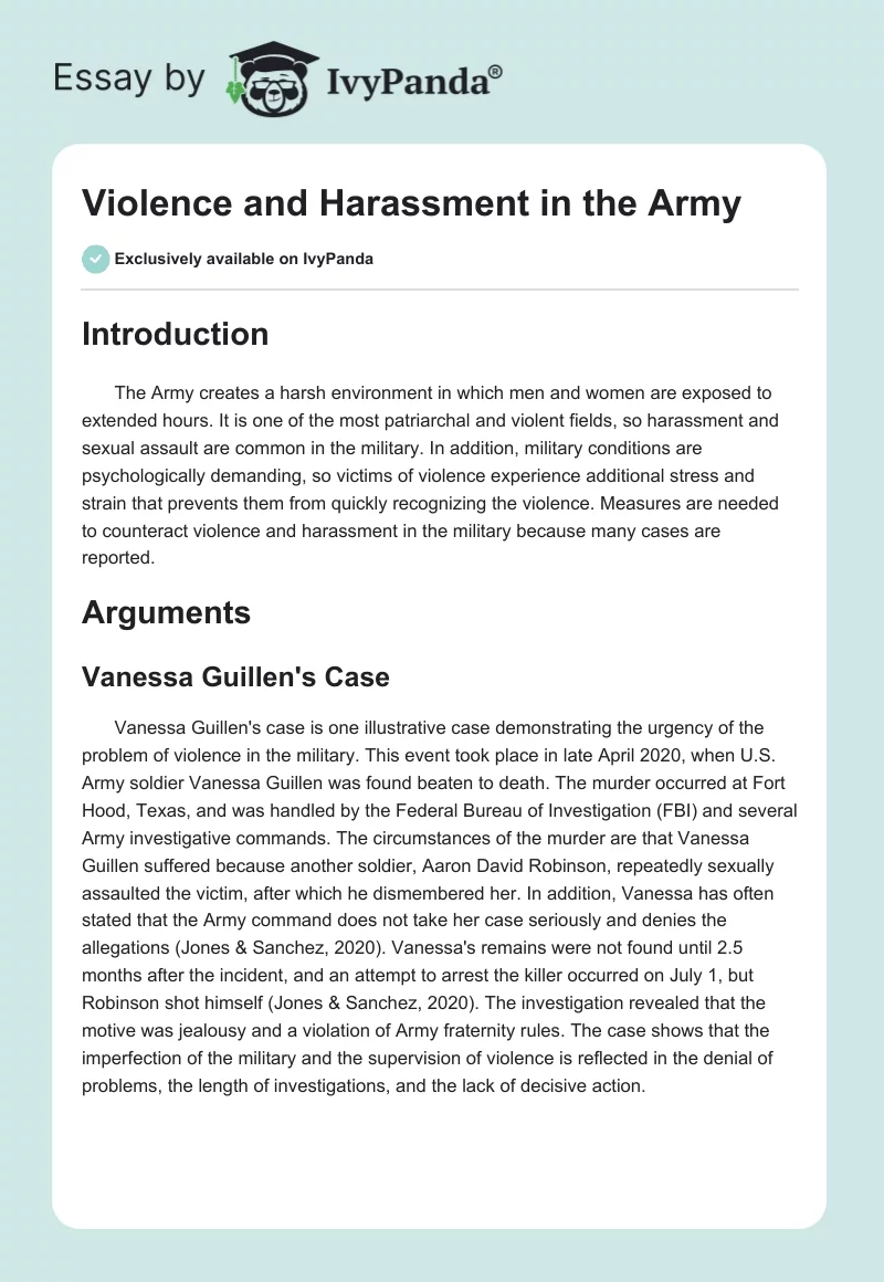 Violence and Harassment in the Army. Page 1