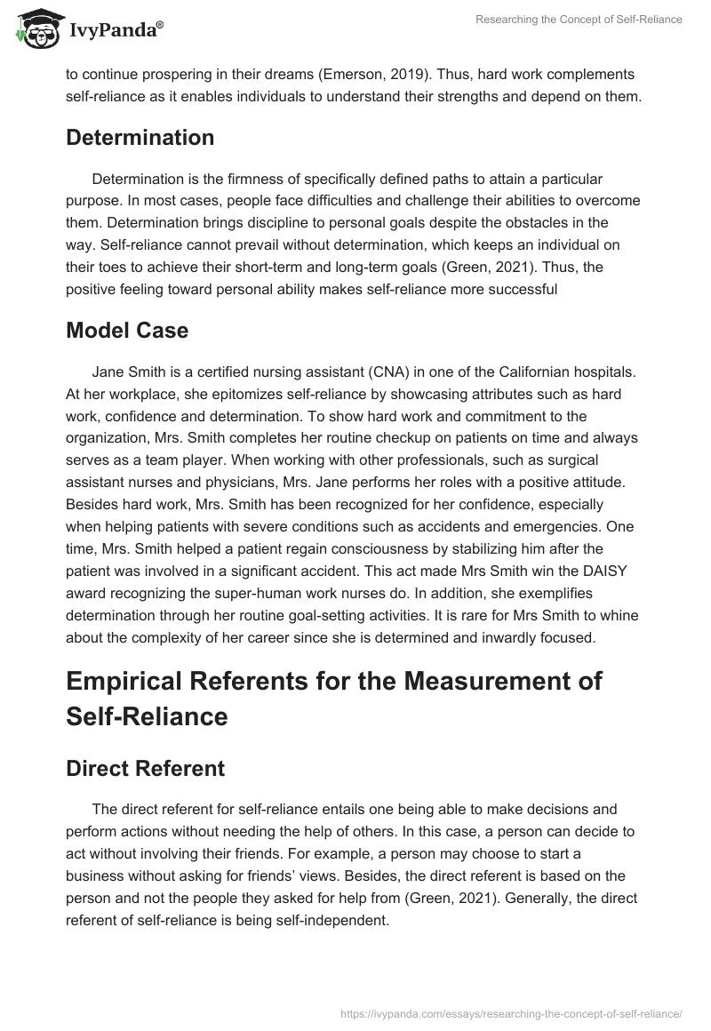 Researching the Concept of Self-Reliance. Page 2