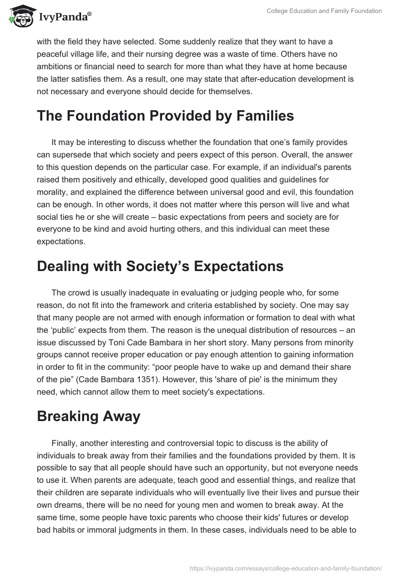 College Education and Family Foundation. Page 2