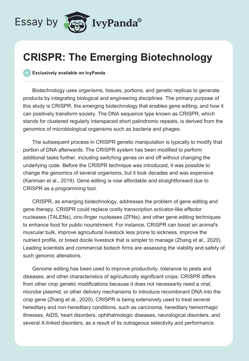 CRISPR: The Emerging Biotechnology. Page 1