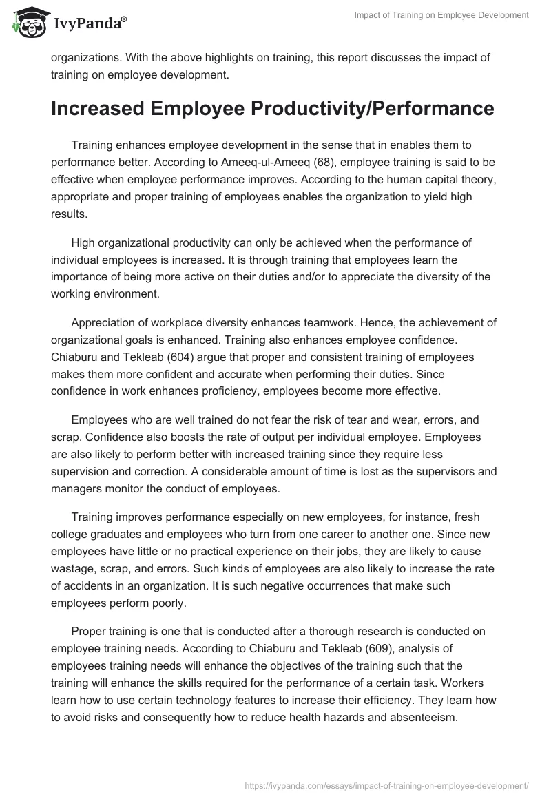 Importance of Training and Development for Employees. Page 2