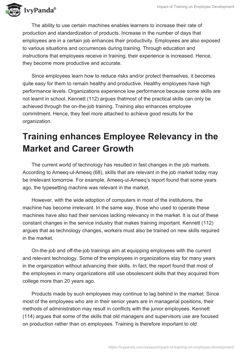 Importance of Training and Development for Employees. Page 3