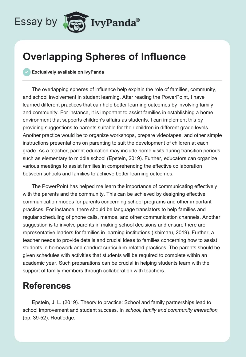 Overlapping Spheres of Influence. Page 1