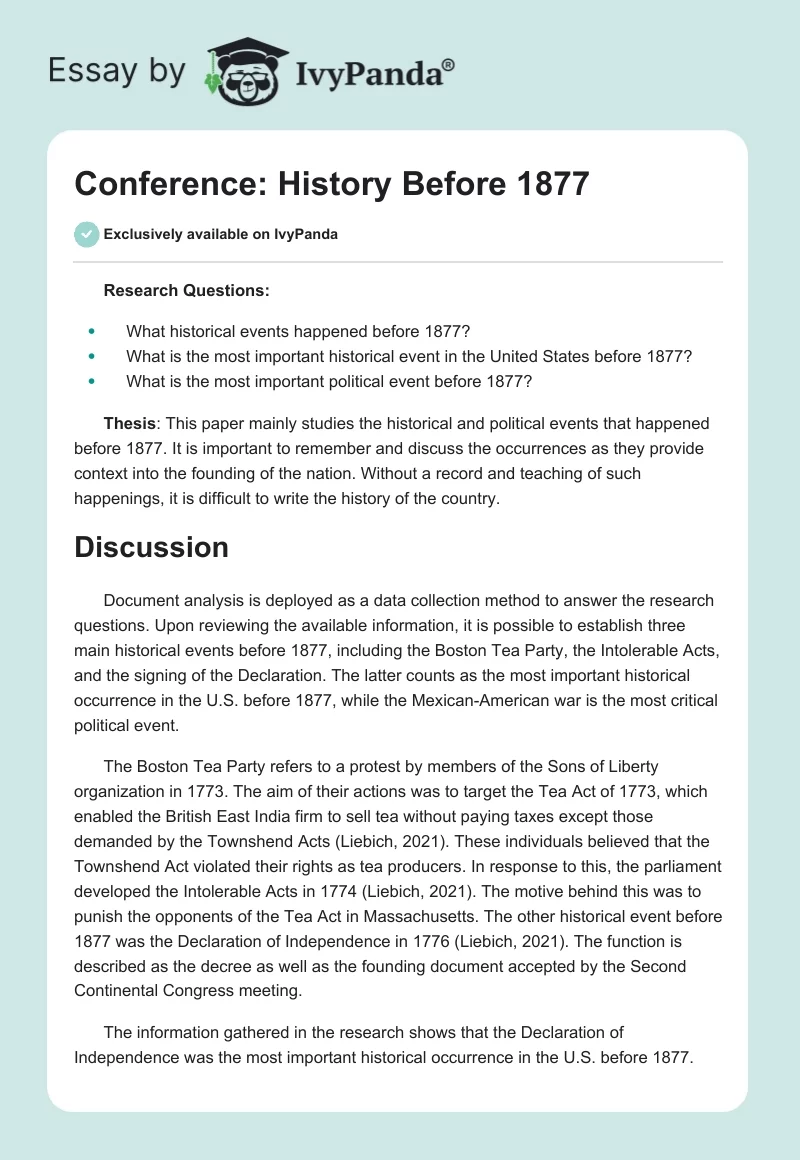 Conference: History Before 1877. Page 1