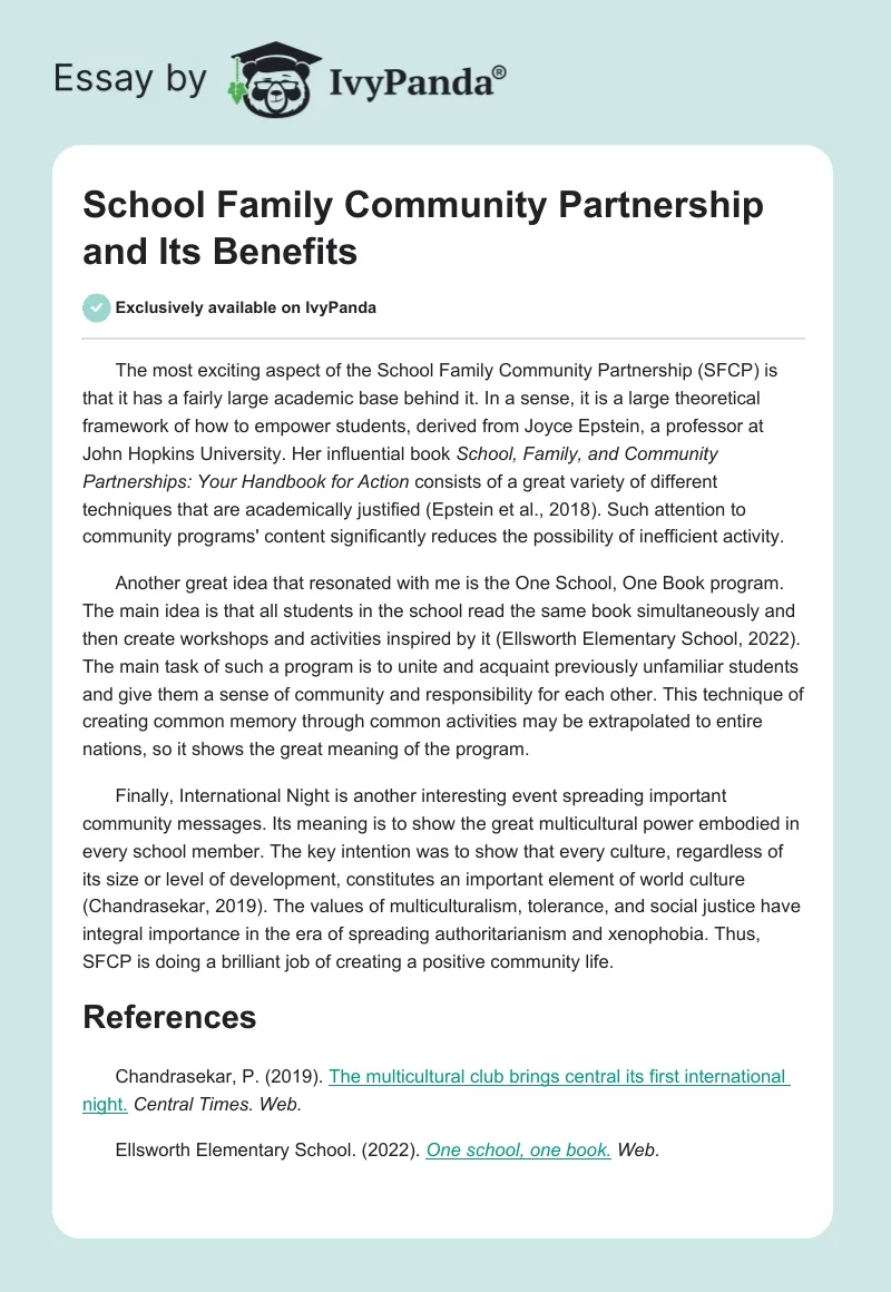 School Family Community Partnership and Its Benefits. Page 1