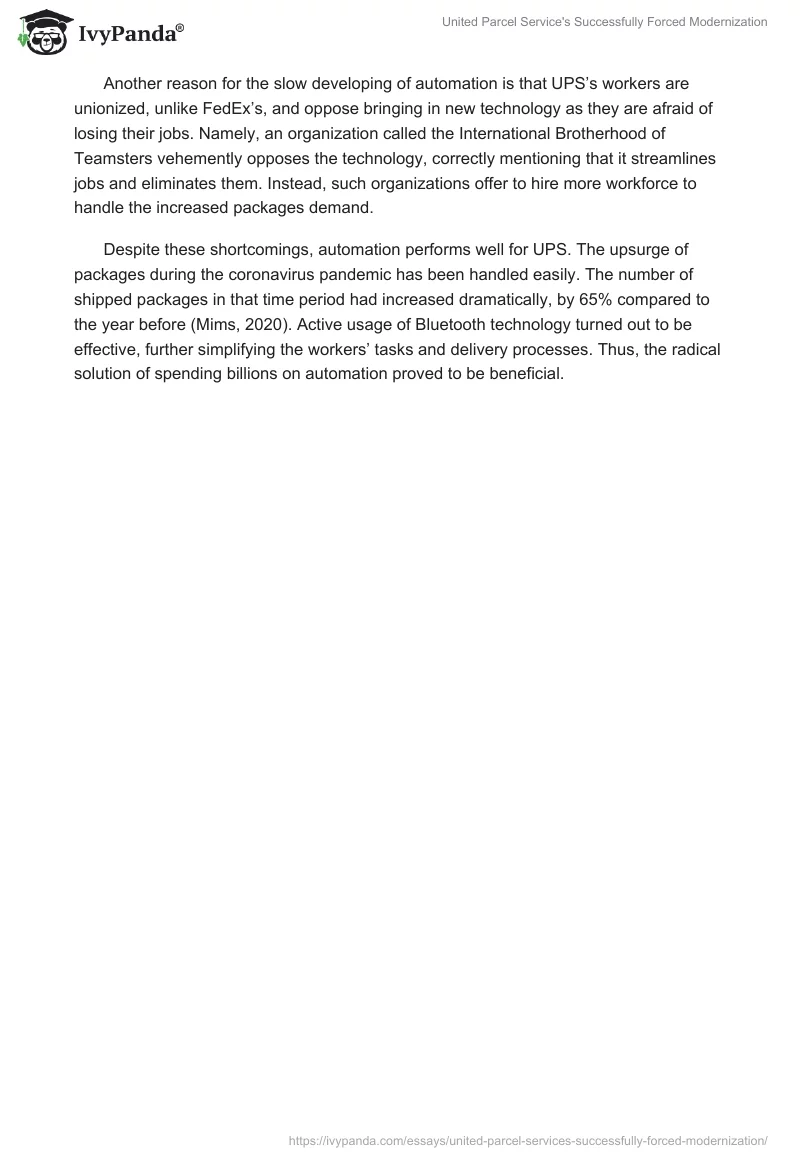 United Parcel Service's Successfully Forced Modernization. Page 2