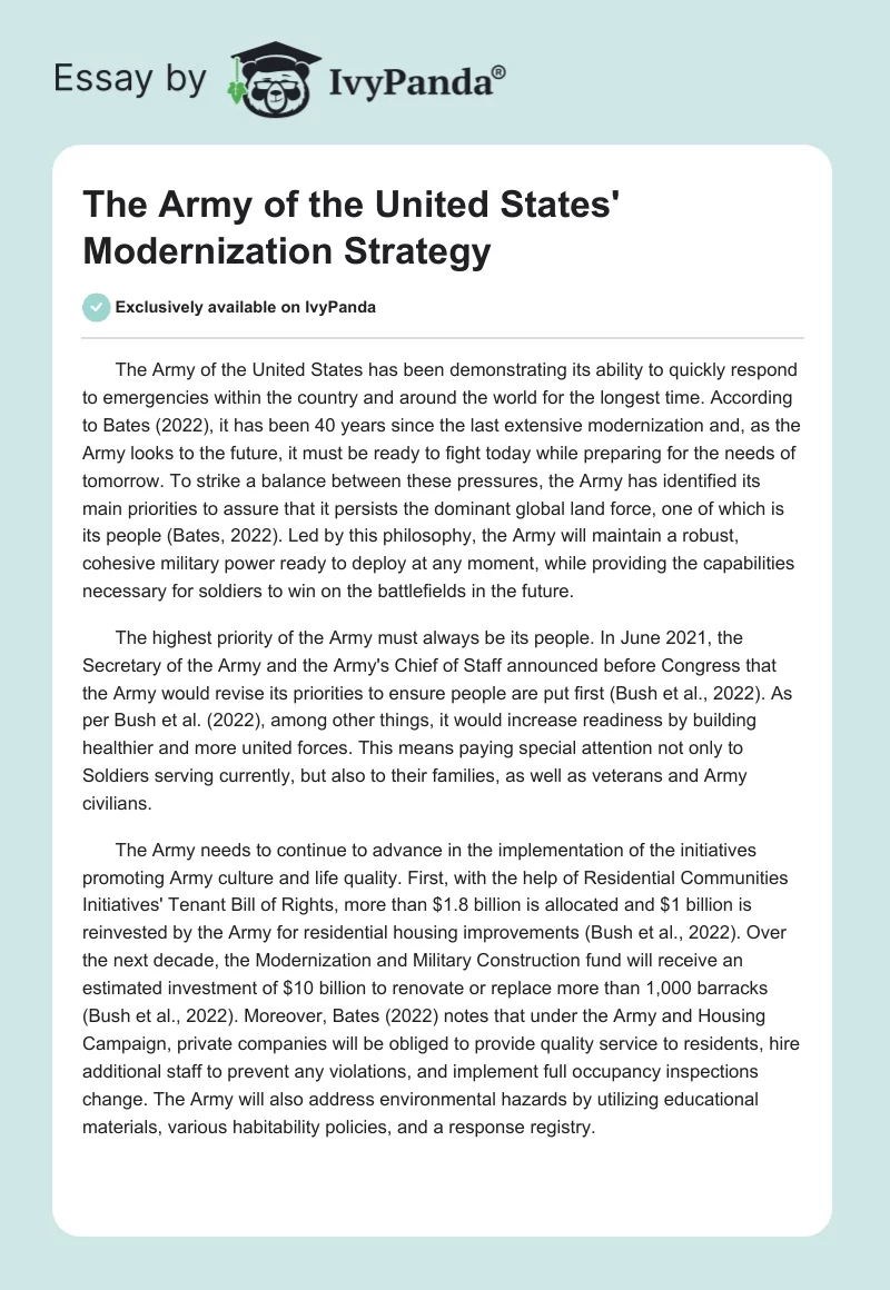 The Army of the United States' Modernization Strategy. Page 1