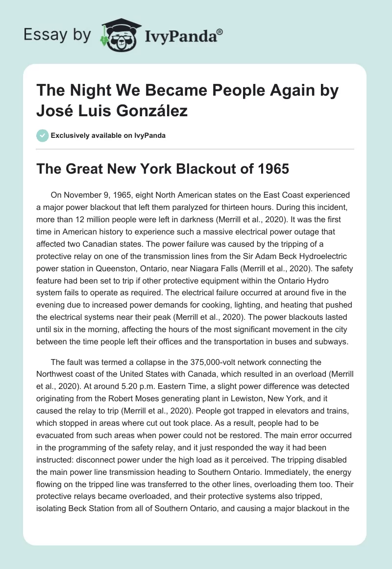 "The Night We Became People Again" by José Luis González. Page 1