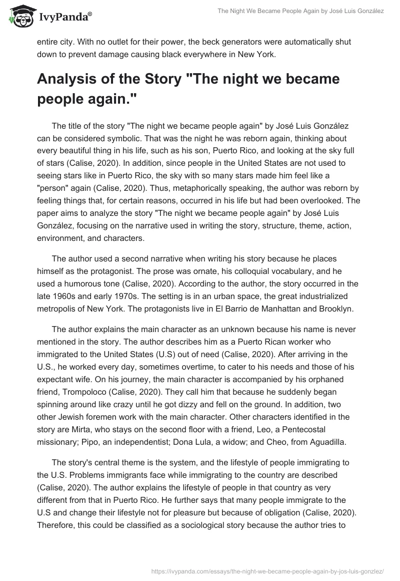 "The Night We Became People Again" by José Luis González. Page 2