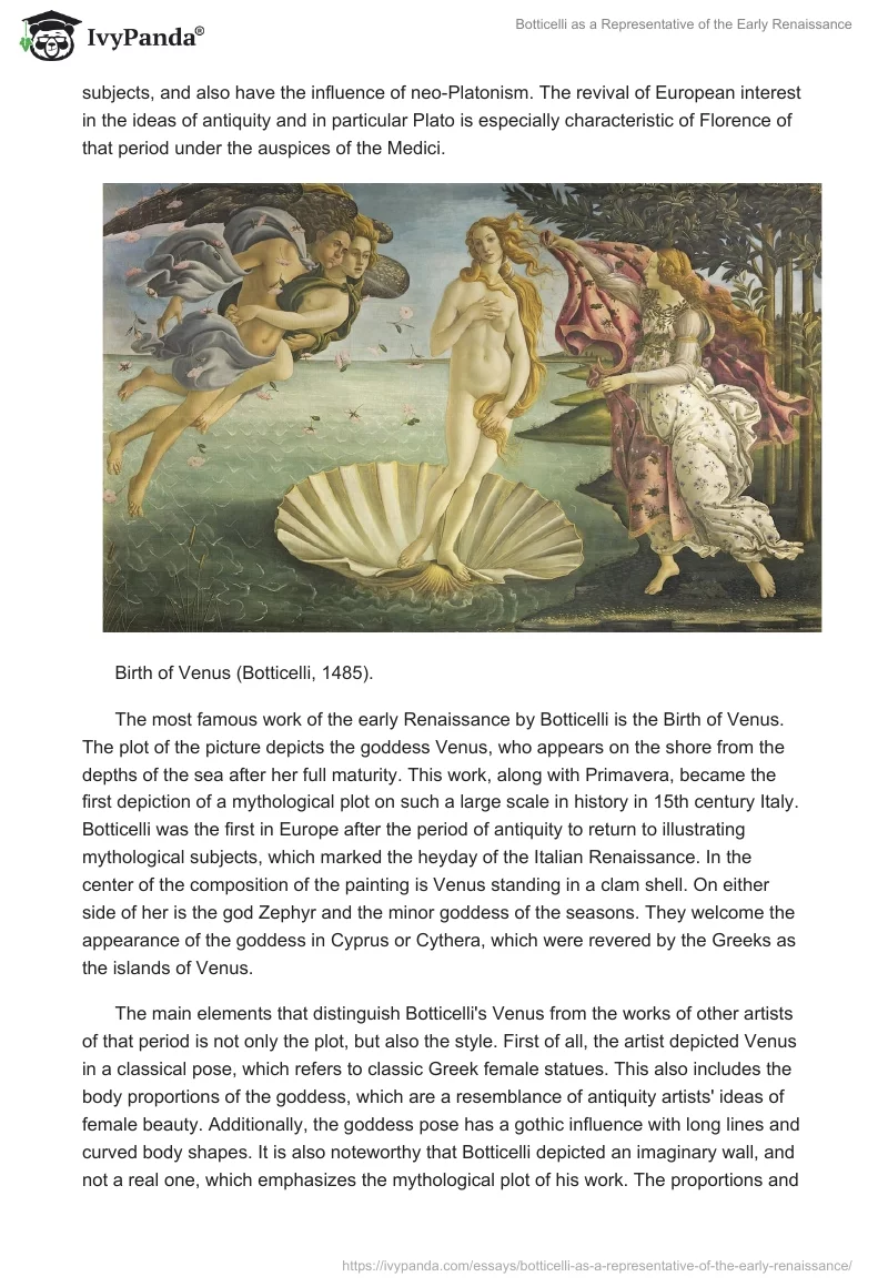 Botticelli as a Representative of the Early Renaissance. Page 2