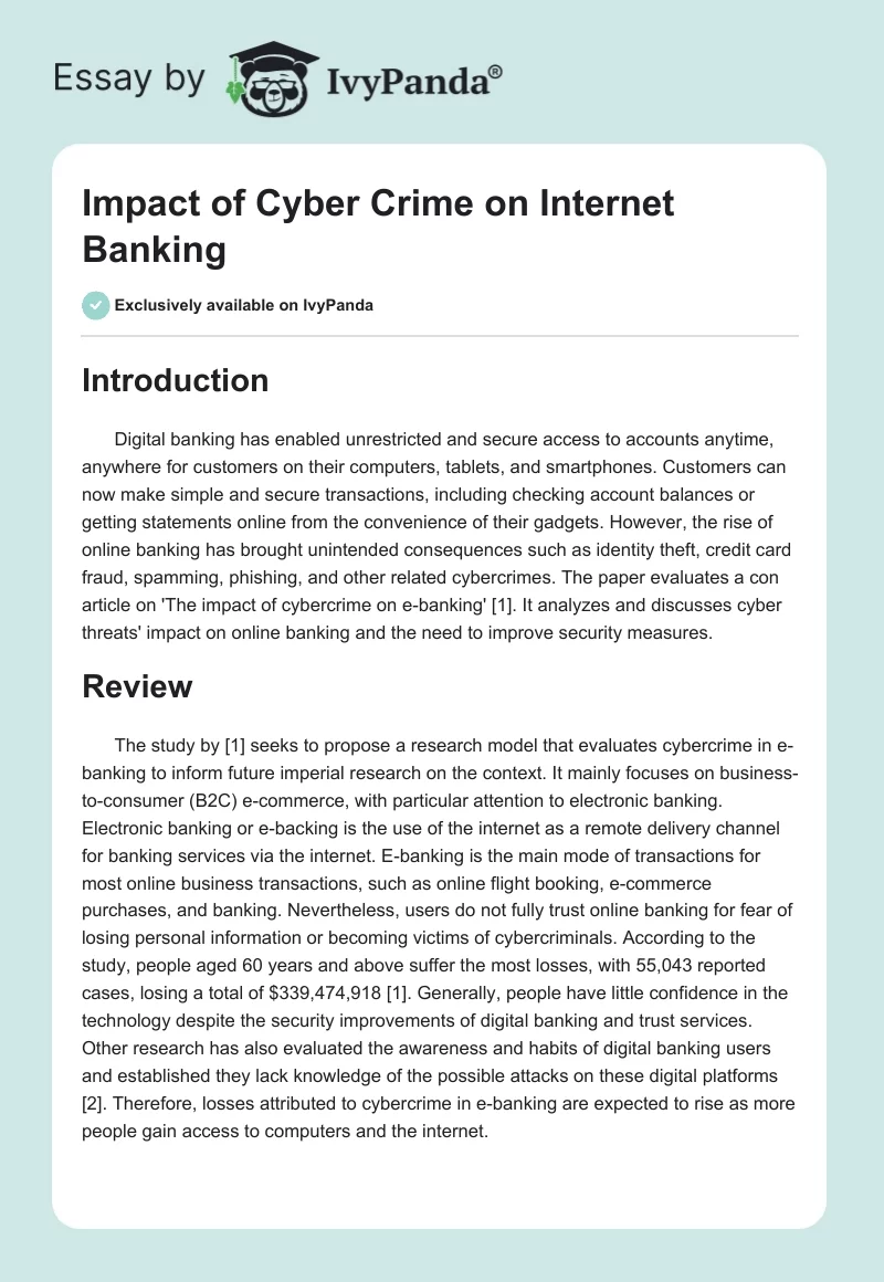 Impact of Cyber Crime on Internet Banking. Page 1