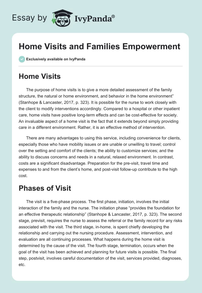 Home Visits and Families Empowerment. Page 1