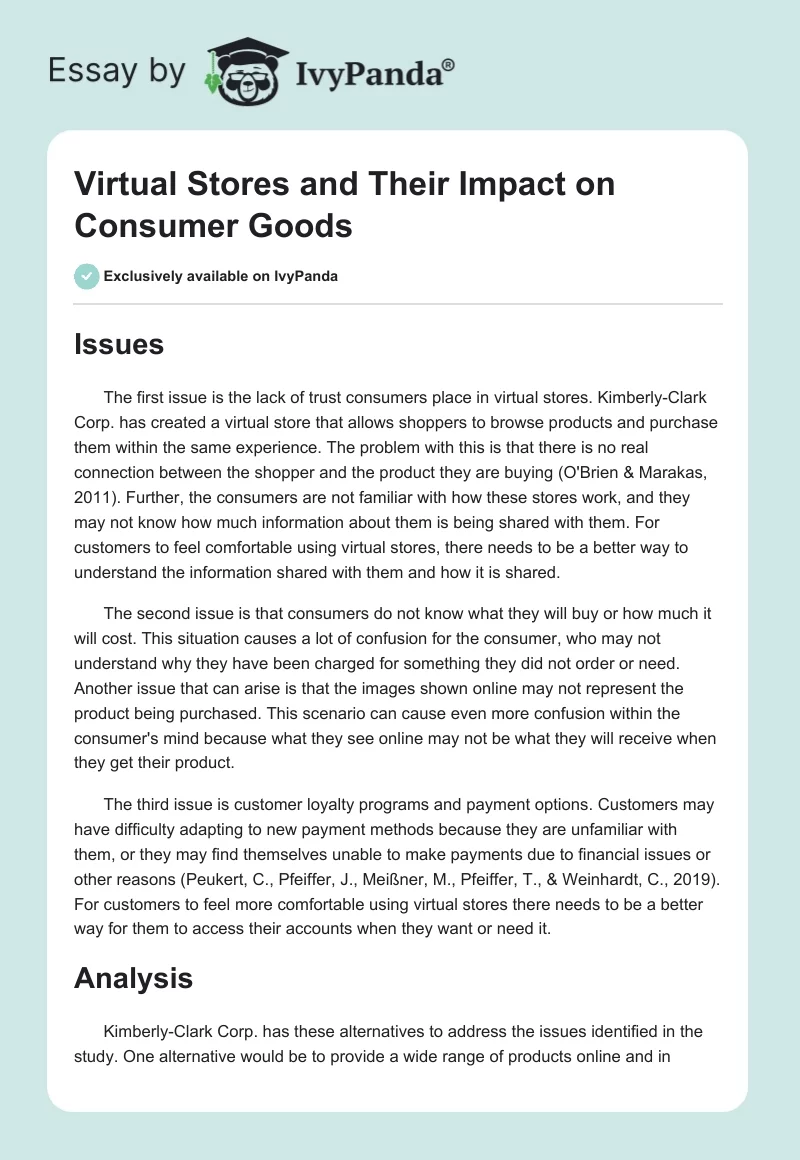 Virtual Stores and Their Impact on Consumer Goods. Page 1
