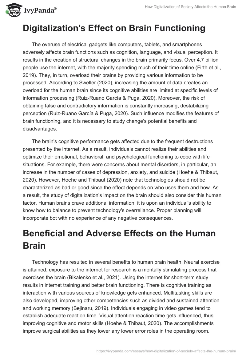 How Digitalization of Society Affects the Human Brain. Page 4