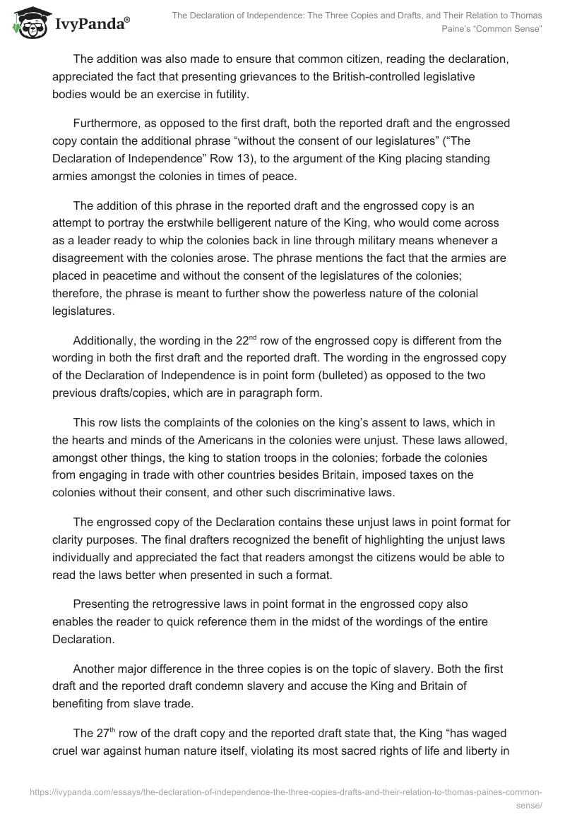 The Declaration of Independence: The Three Copies and Drafts, and Their Relation to Thomas Paine’s “Common Sense”. Page 2