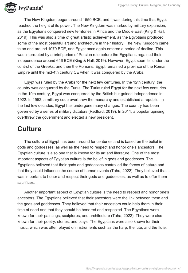 Egypt's History, Culture, Religion, and Economy. Page 2