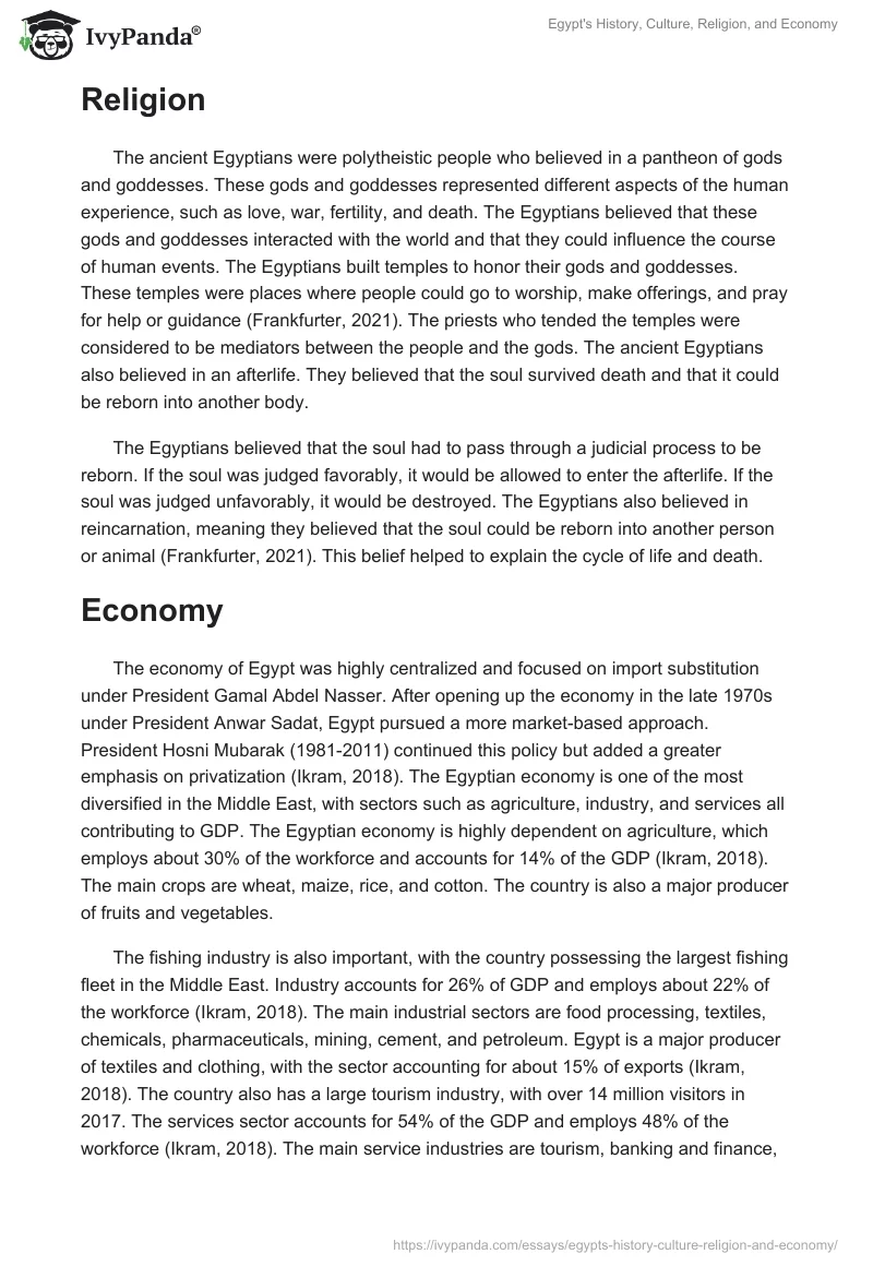 Egypt's History, Culture, Religion, and Economy. Page 3