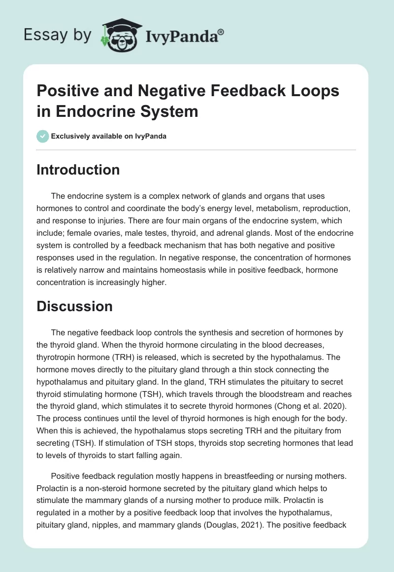 Positive and Negative Feedback Loops in Endocrine System. Page 1