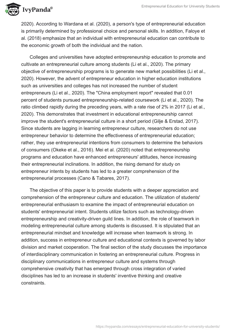 Entrepreneurial Education for University Students. Page 2