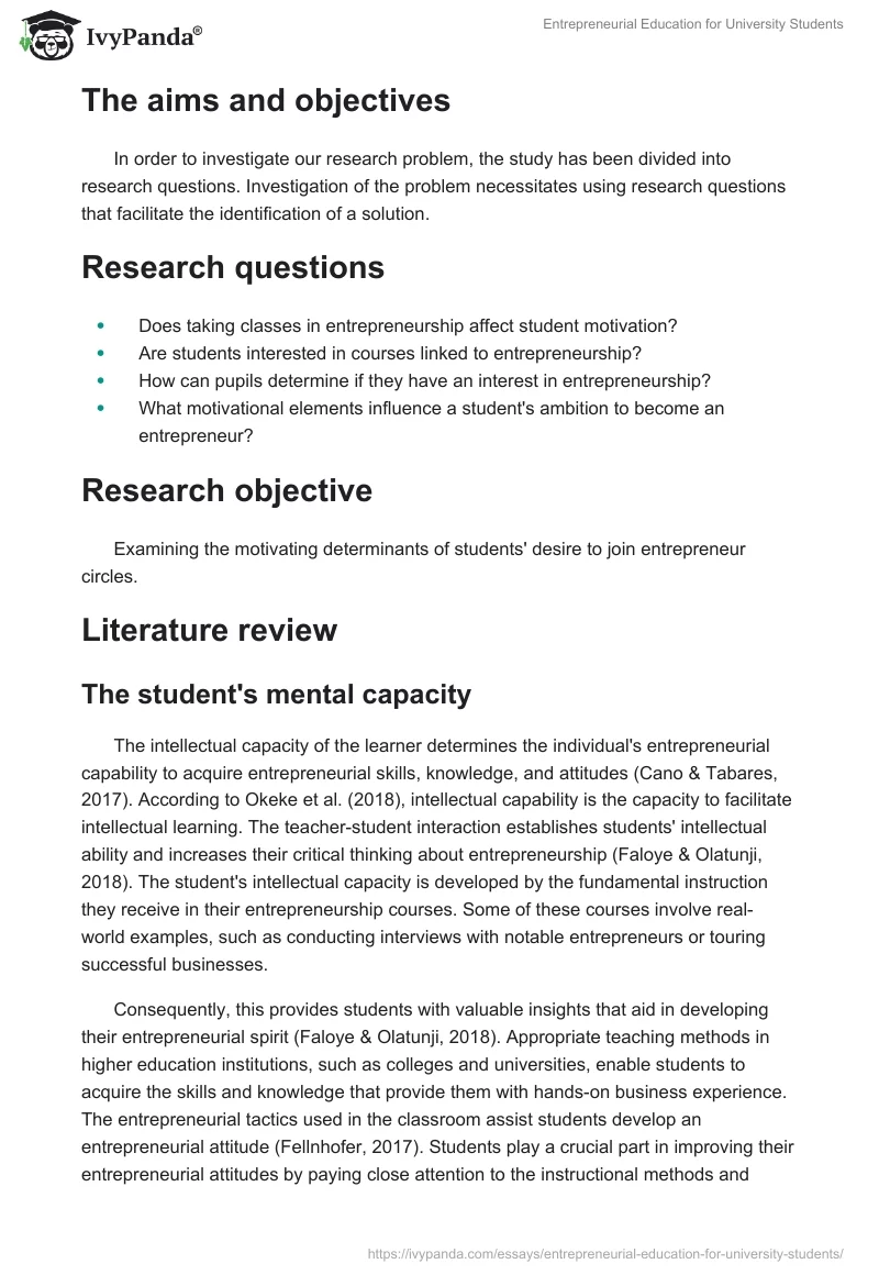 Entrepreneurial Education for University Students. Page 3