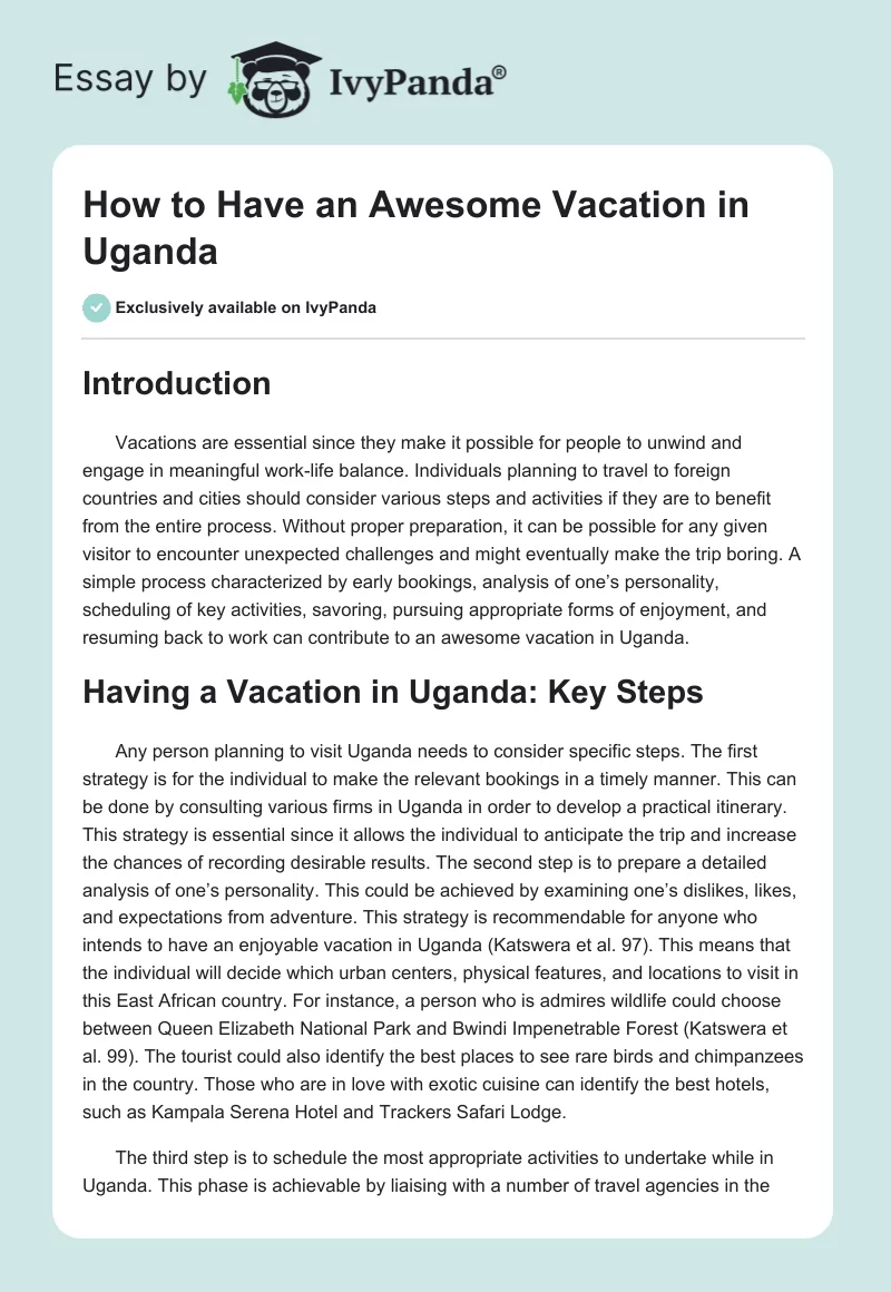 How to Have an Awesome Vacation in Uganda. Page 1