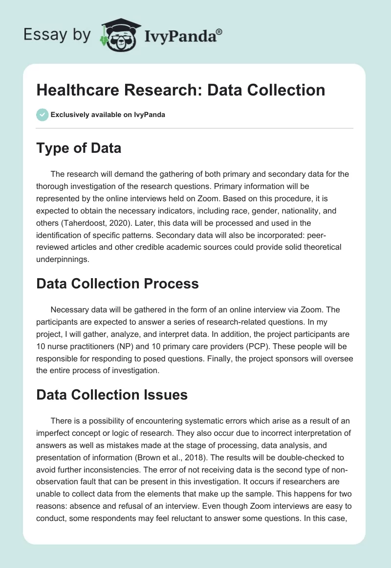 Healthcare Research: Data Collection. Page 1