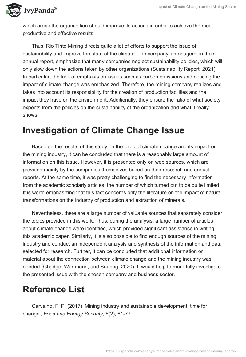 Impact of Climate Change on the Mining Sector. Page 3