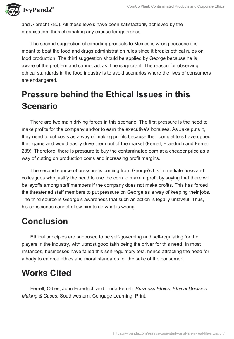 CornCo Plant: Contaminated Products and Corporate Ethics. Page 2