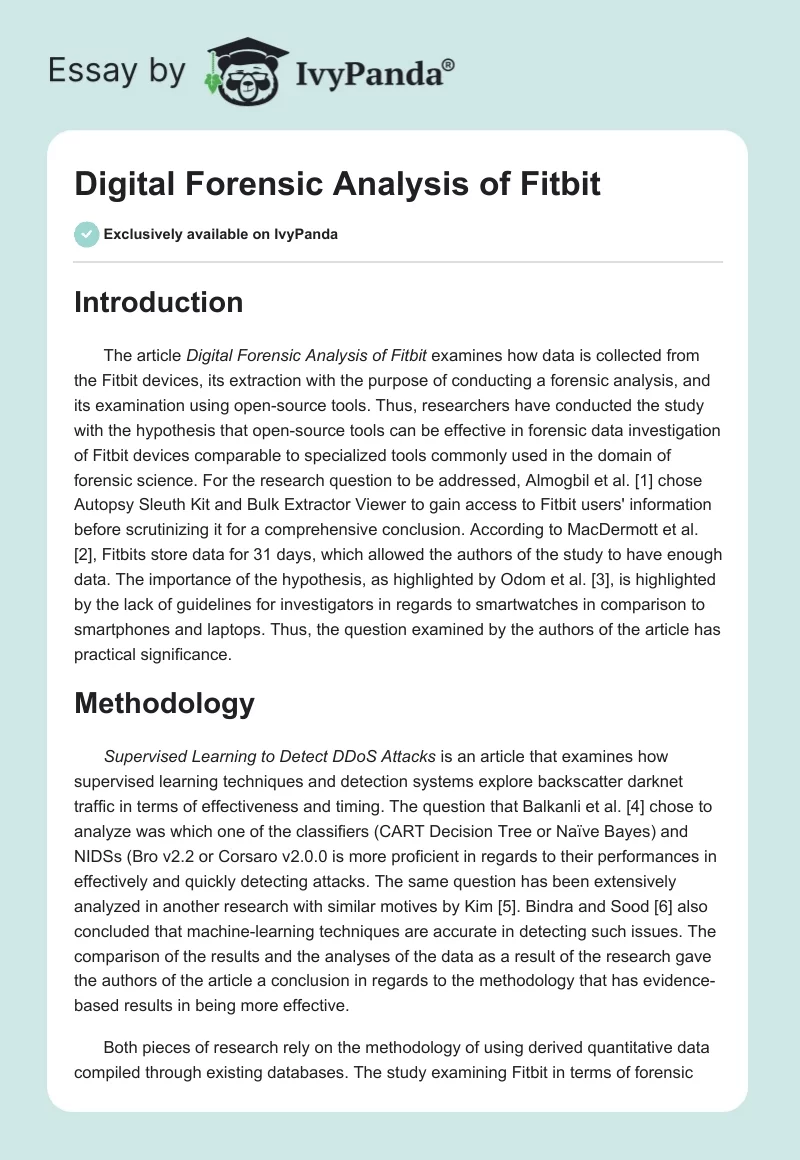 Digital Forensic Analysis of Fitbit. Page 1
