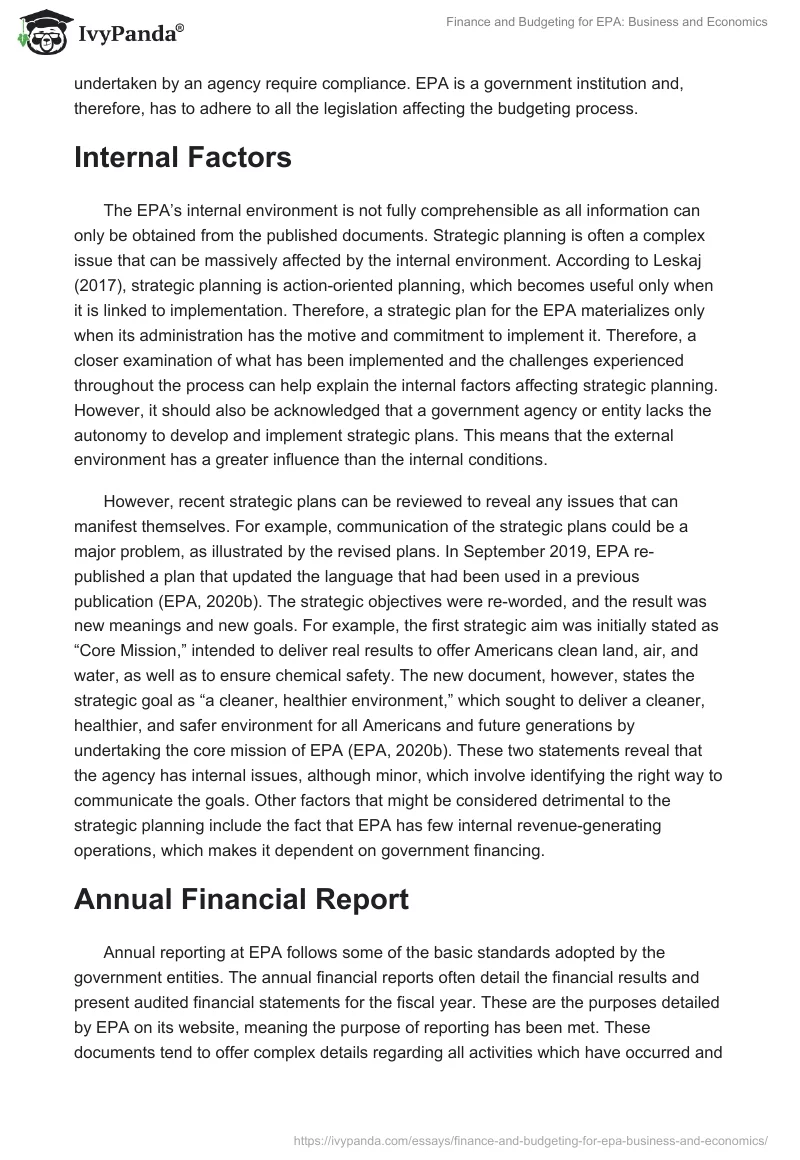 Finance and Budgeting for EPA: Business and Economics. Page 4
