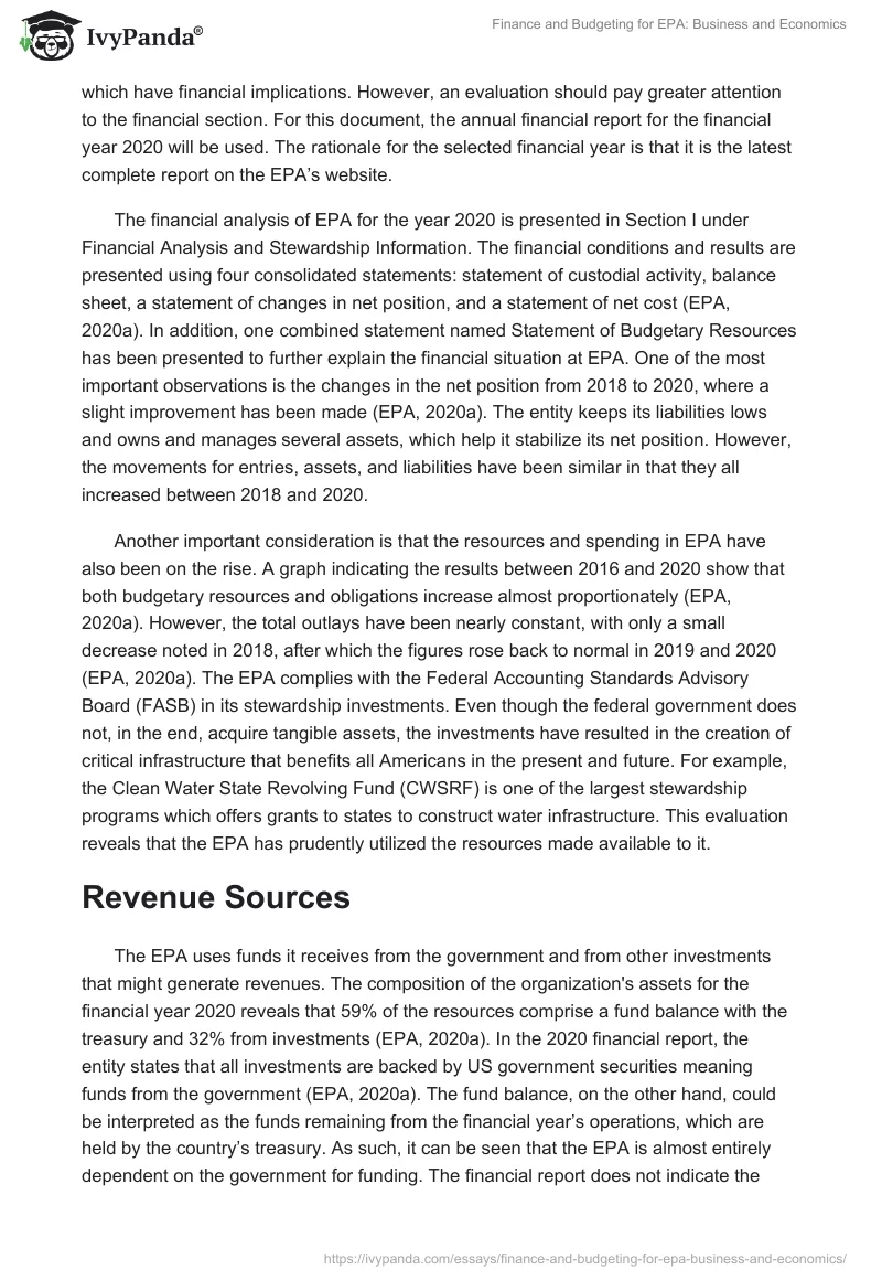 Finance and Budgeting for EPA: Business and Economics. Page 5